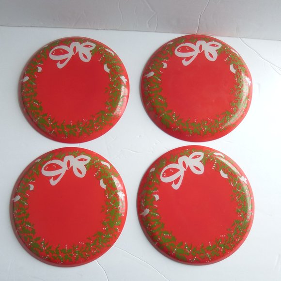Set of 4 Holiday Wreath Dessert/Salad/Cookie Plates - Picture 2 of 5